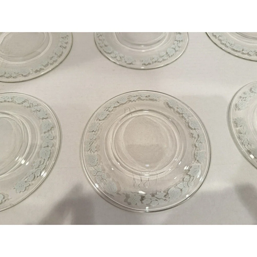 Vintage Anchor Hocking Gooseberry Clear Glass Dessert Plates – Set of 6